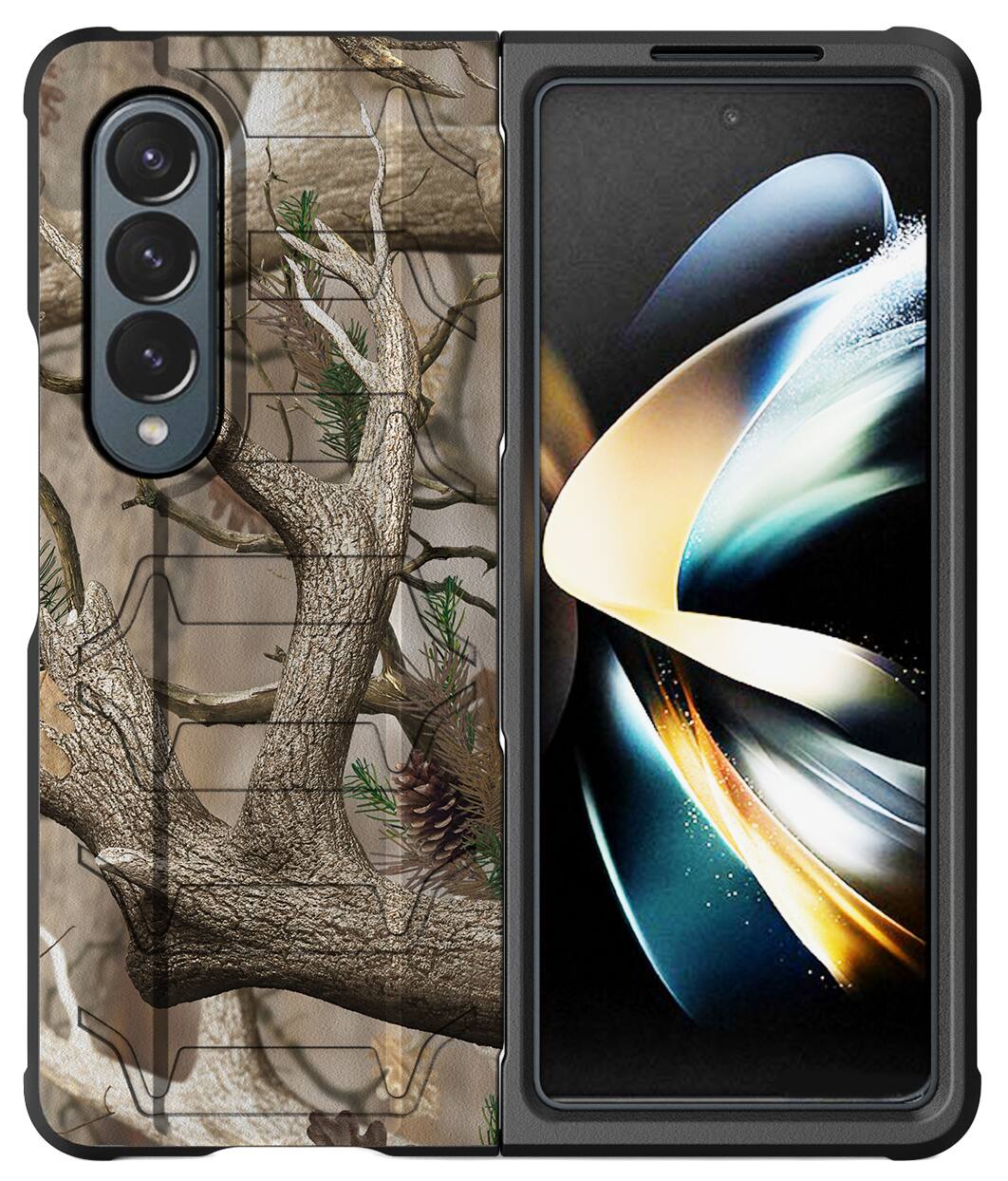 Front. Nakedcellphone - Tactical Case for Samsung Galaxy Z Fold 4 Phone - Camouflage.