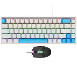 Sahara - Wired Gaming Keyboard & Mouse Combo | 68 Keys | Anti-Ghosting Multi-Key | 7-RGB Backlights - White/Blue