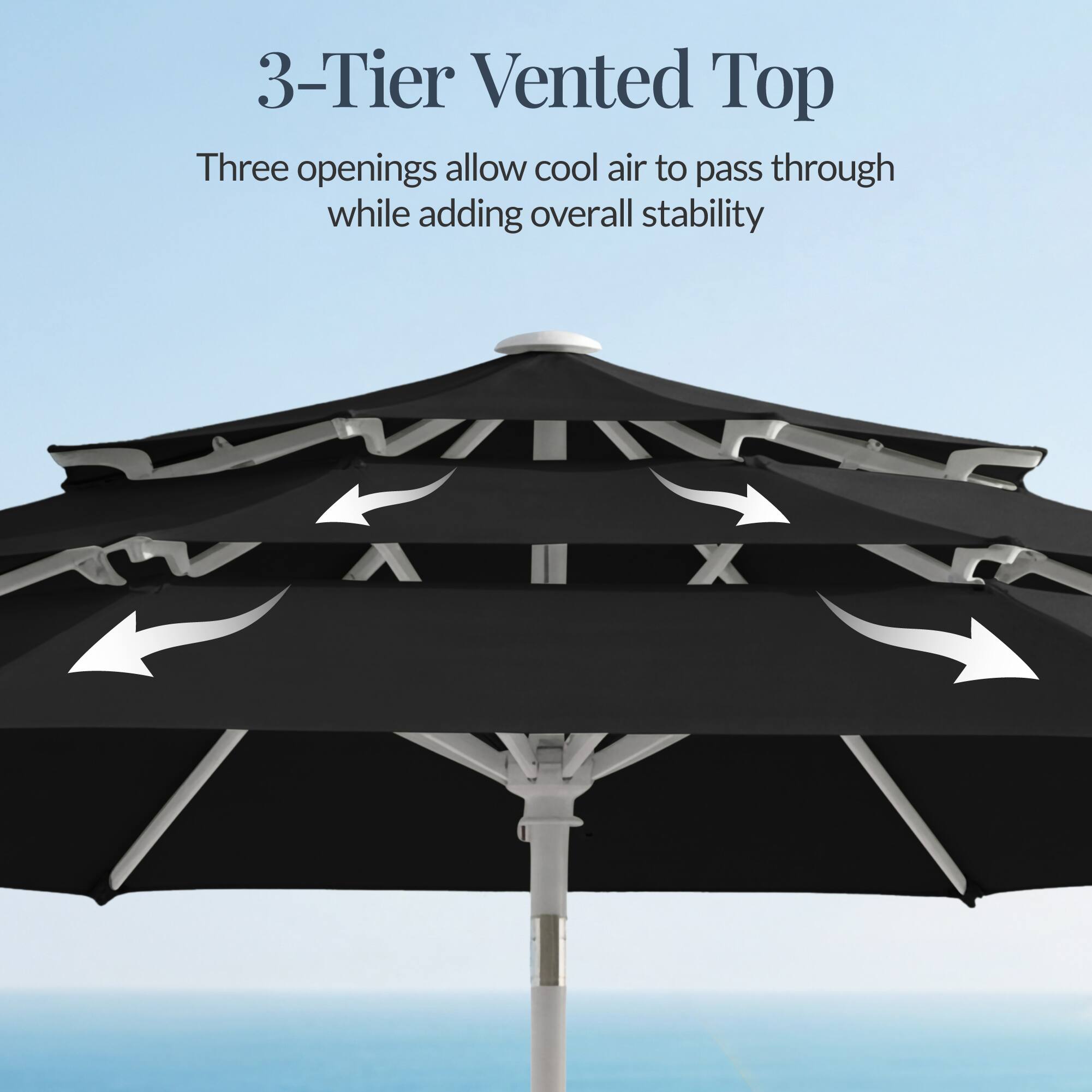3-Tier Vented Top

Three openings allow cool air to pass through while adding overall stability