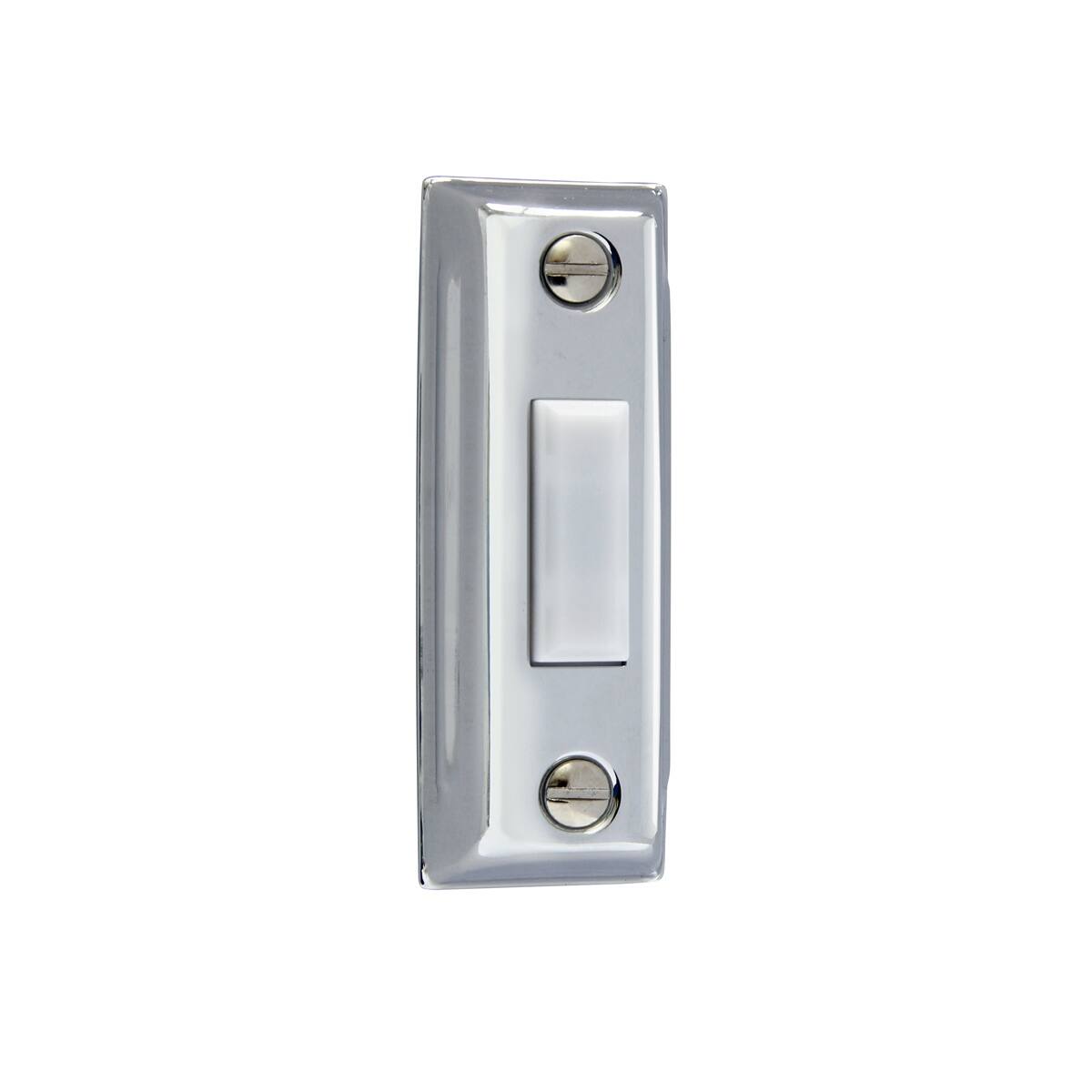 Front. IQ America - IQ America Wired Lighted Chrome Silver with White Pushbutton Doorbell - Silver.