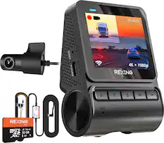 The text on the image reads:
* REXING SP 201 32 GB 8 I I ENOCE MIC 4K + 1080p REXING A A O M A
This text seems to be a combination of product features and information, such as the brand (REXING), model (SP 201), storage capacity (32 GB), and the presence of a microphone for recording audio. The text also mentions the camera's ability to record both 4K and 1080p video.