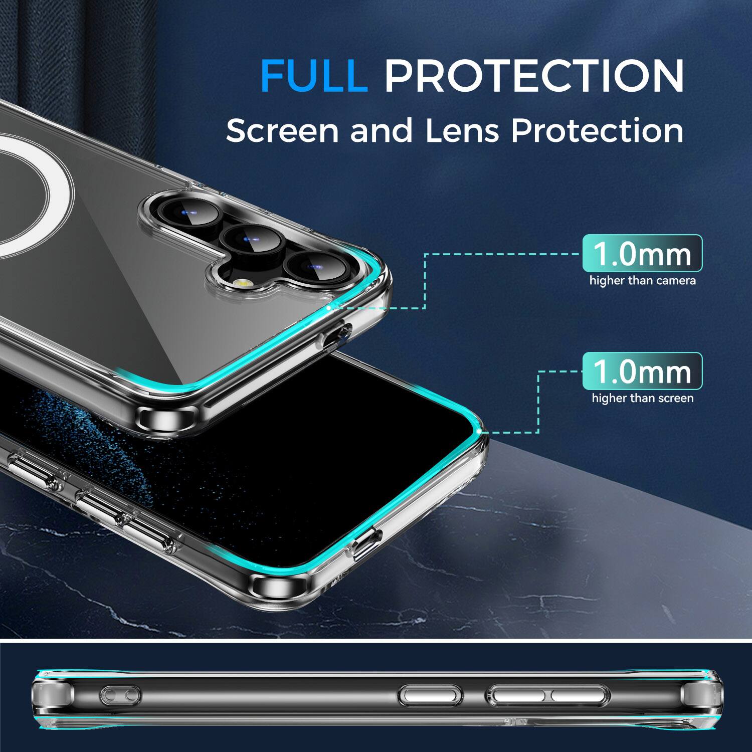 FULL PROTECTION  
Screen and Lens Protection  
1.0mm higher than camera  
1.0mm higher than screen
