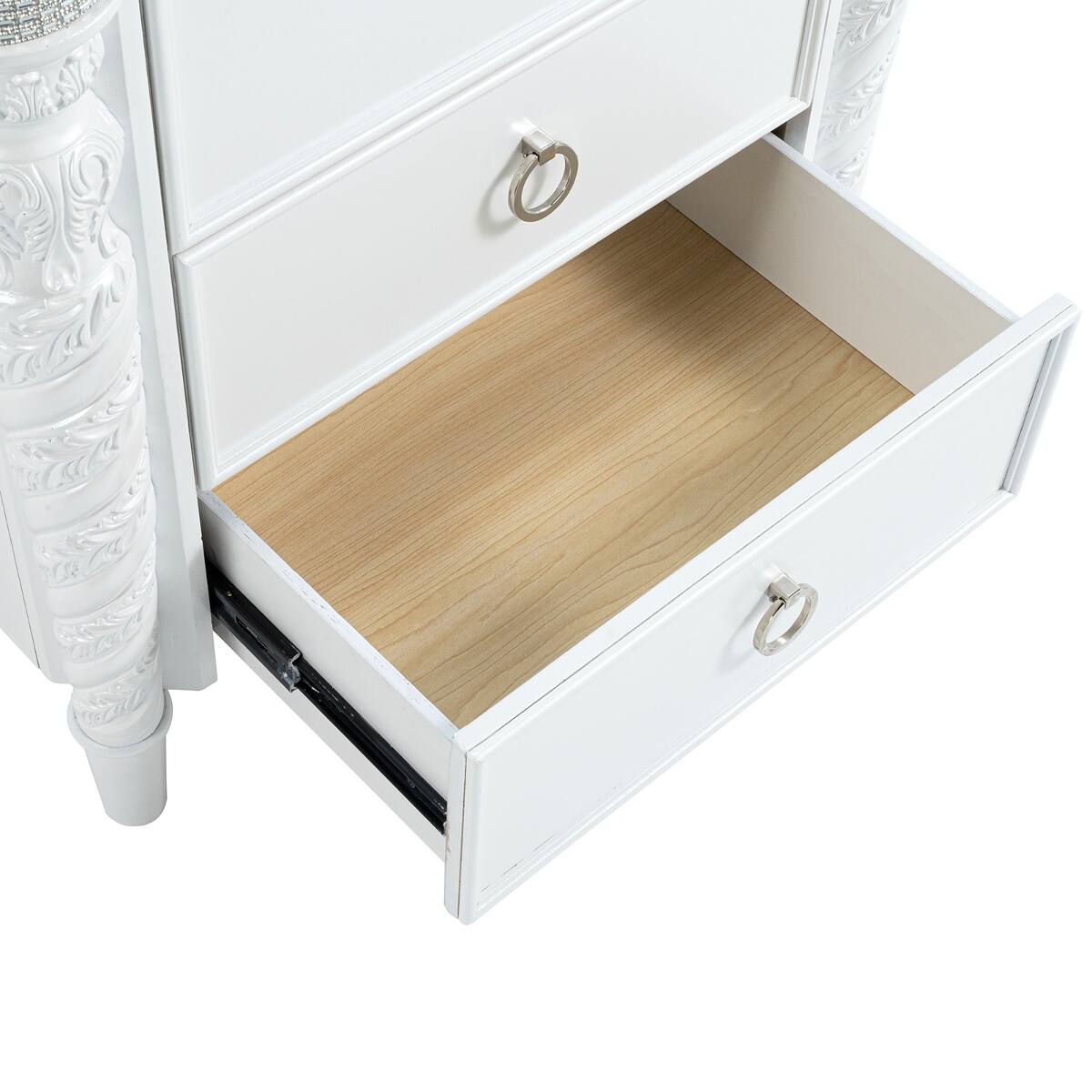 Loheer LED Nightstand with Three Drawers and Touch Sensor, Glam Bedroom ...