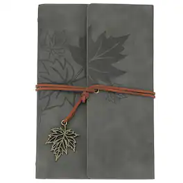 Unique Bargains - A6 Leather Cover Loose Leaf Journal, 7.28x5" Travel Refillable Leather Diary Gift with 100GSM Kraft Paper - Gray