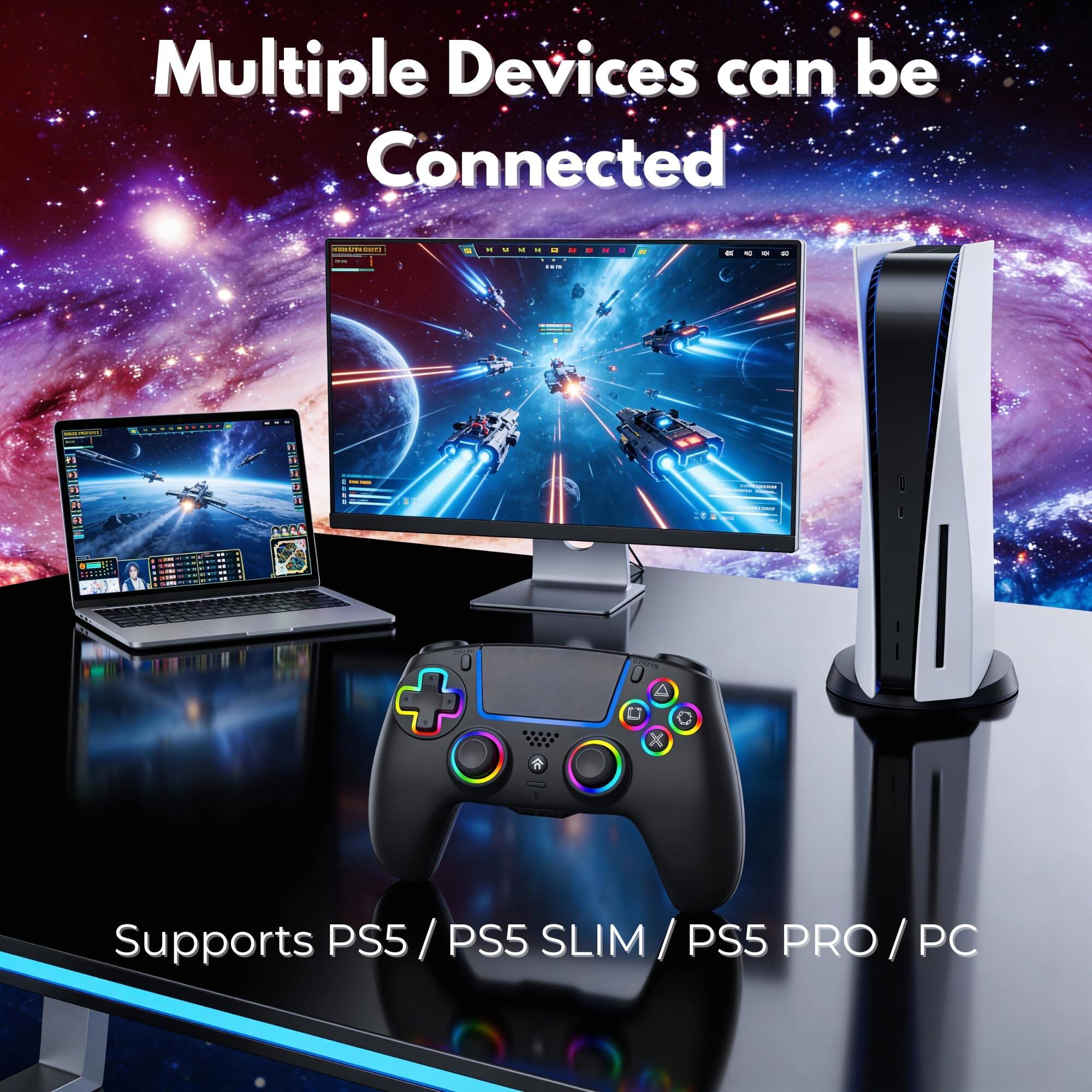 Multiple Devices can be Connected

Supports PS5 / PS5 SLIM / PS5 PRO / PC