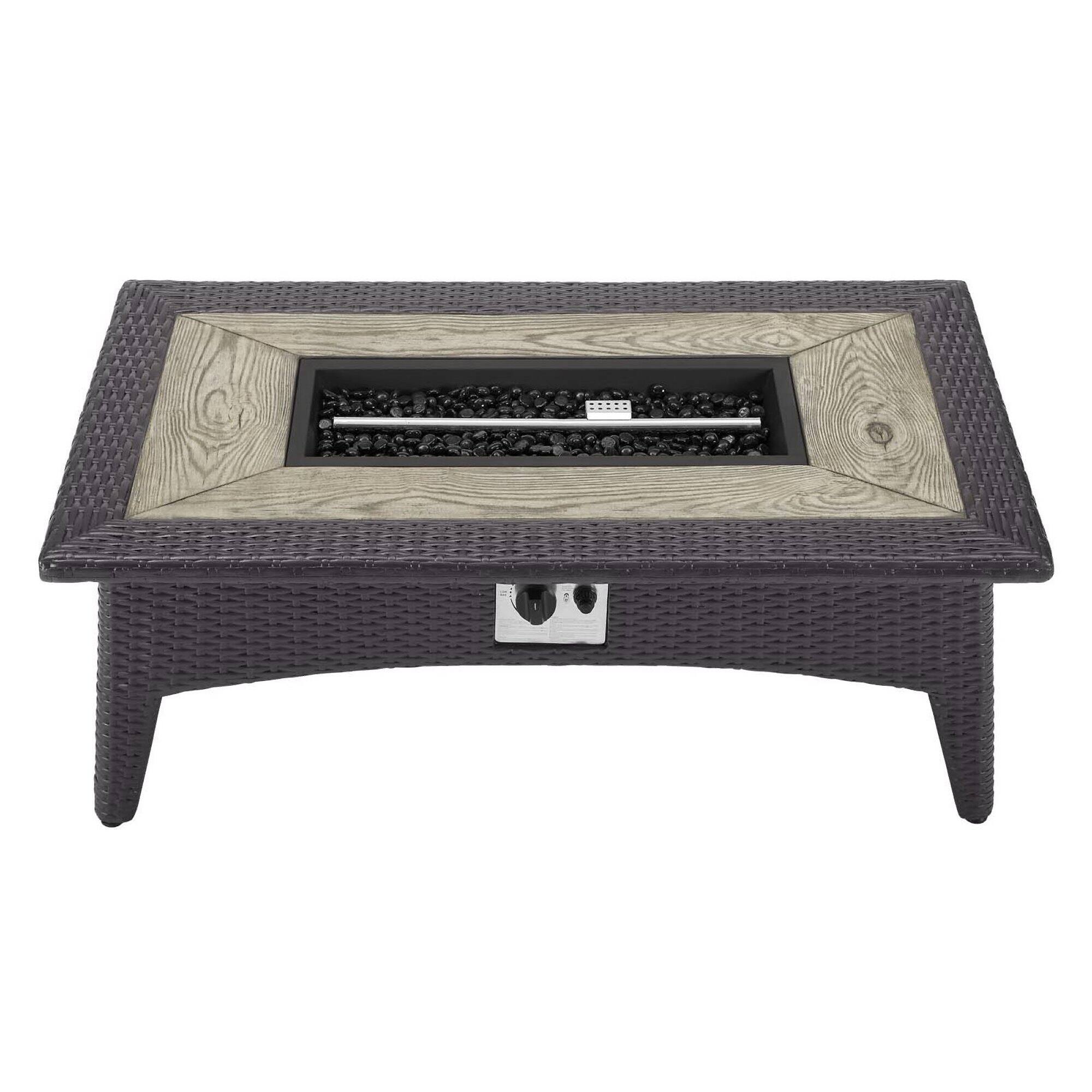 Back. Modway - Splendor 43.5" Rectangle Outdoor Patio Fire Pit Table by Modway - Espresso.