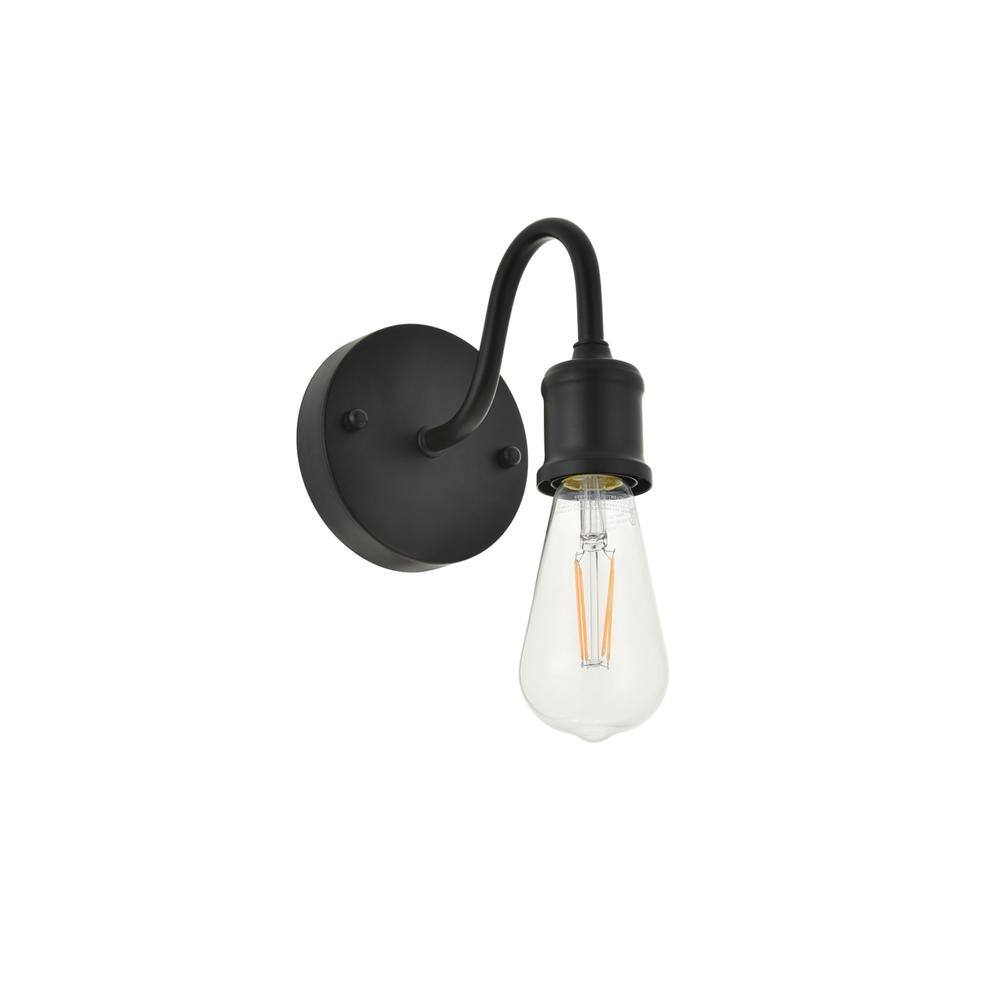 Alt View 8. Living District - Serif 1 light black Wall Sconce - Black.