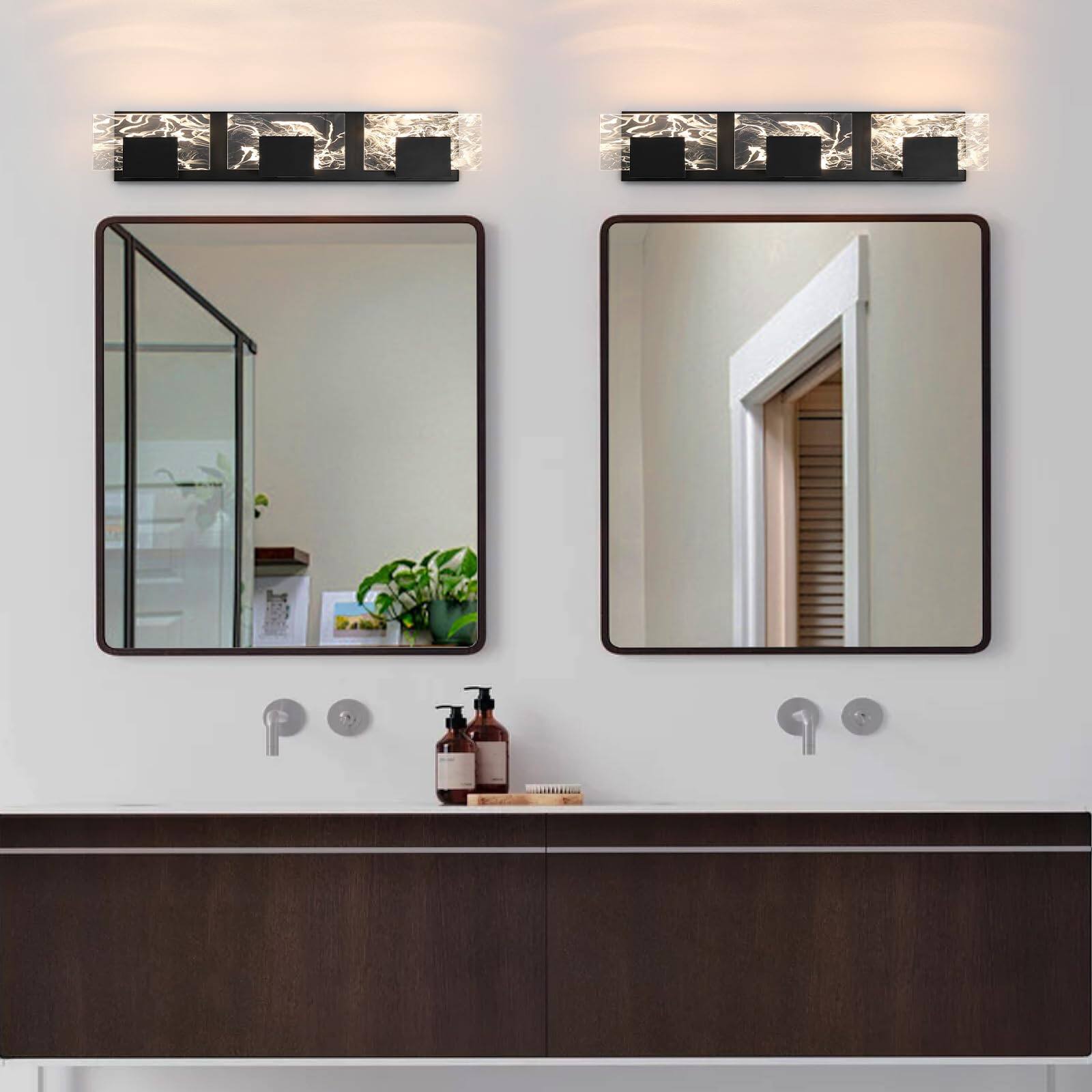 Back. TECH SAFARI - Led Bathroom Vanity Light n Matte Modern Lighting Fixtures Contemporary Smoke Design Wall Lights Fixture - Black 3 Light.