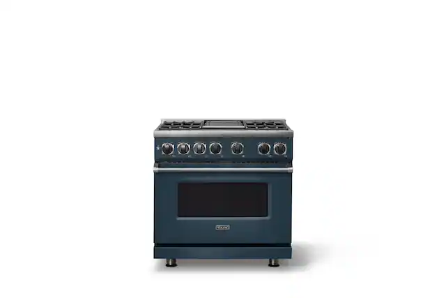 Front. Viking - 36 in. Wide 4 Burner Dual Fuel Sealed Burner Range with Griddle-LP - Squall.