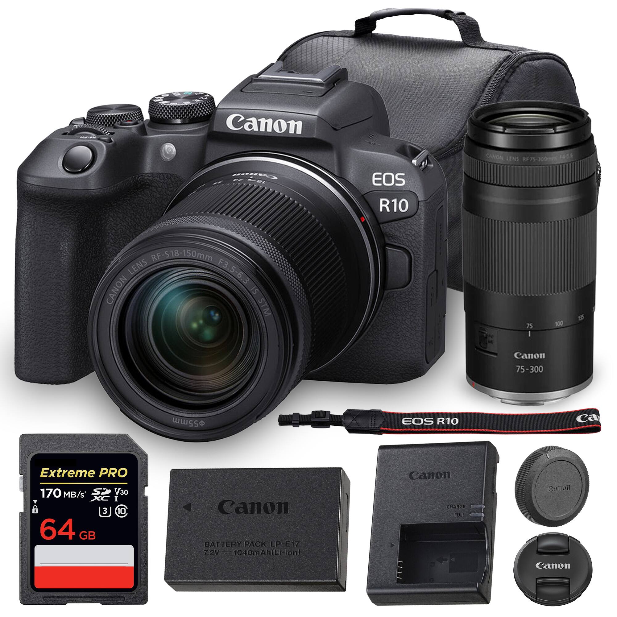 Canon EOS R10

CANON LENS RF75-300mm

RF-518-150mm LENS F3.5-6.3 CANON SI STM

75 100 185

Canon 75-300

55mm

EOS R10

Extreme PRO 170 MB/s V30 I Y 3 10 64 GB

Canon BATTERY PACK LP E17 7.2V --1040mAh(Li-ion)

Canon CHARGE FULL 14 C