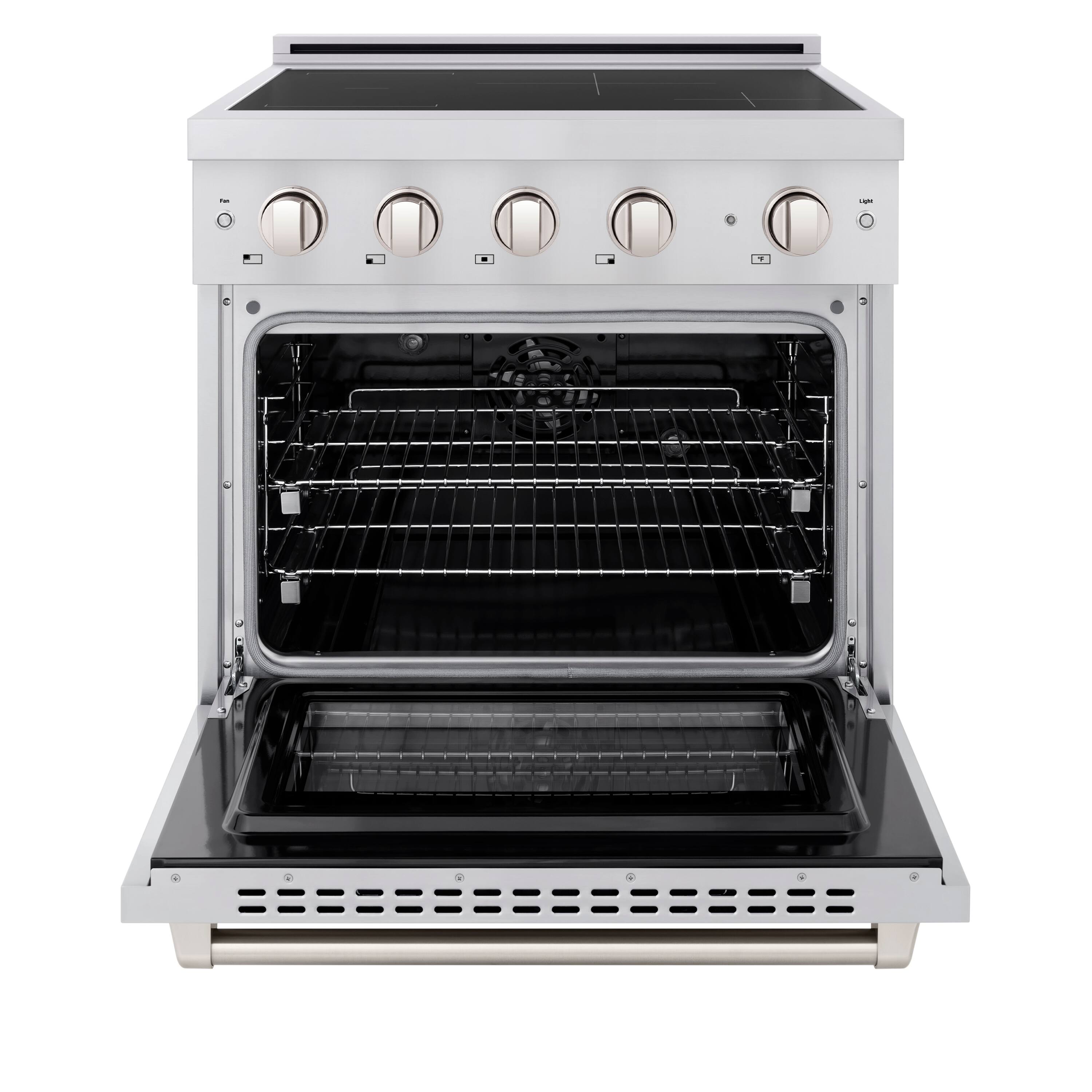 Angle. ZLINE - 30 in. 4.2 cu. ft. Paramount Freestanding Induction Range with 4 Burners and Electric Oven in Stainless Steel - Stainless Steel.