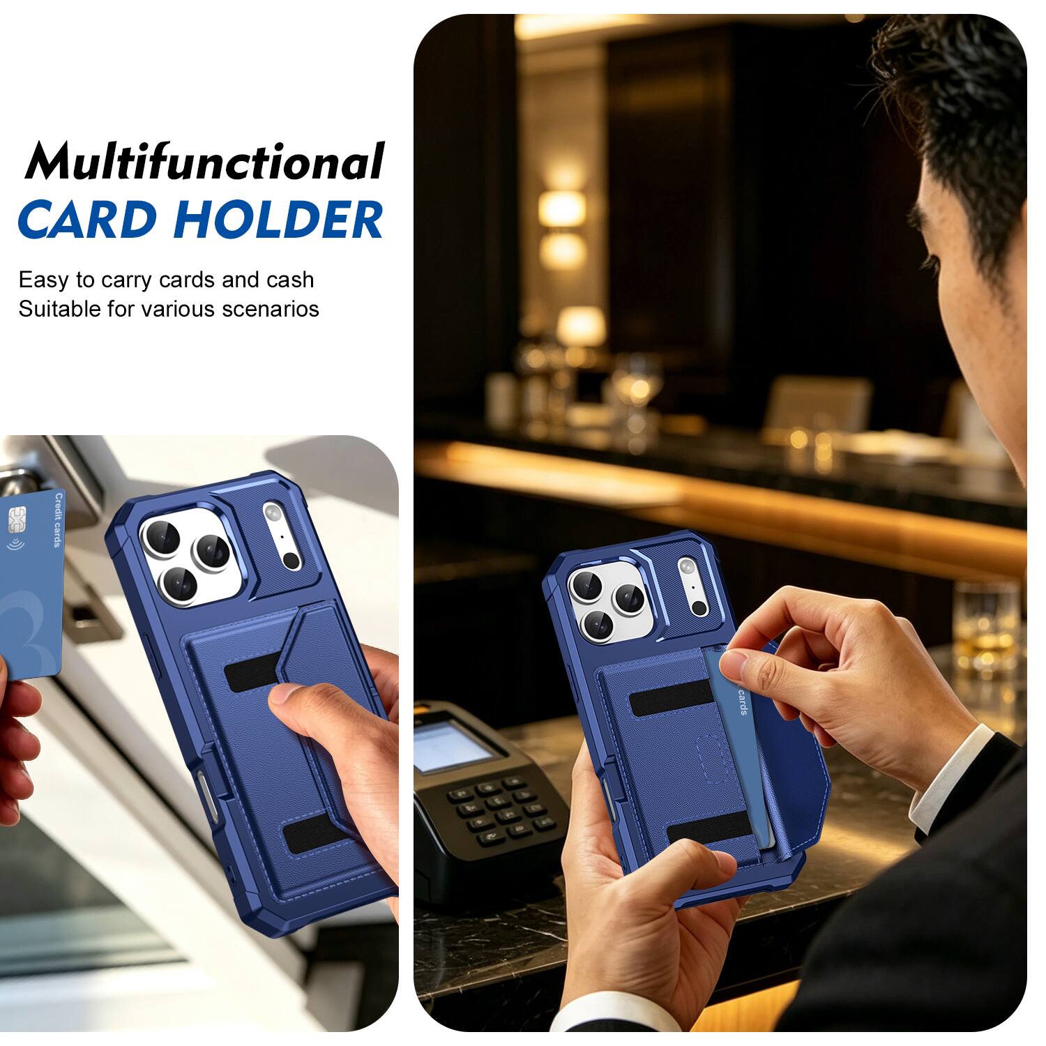 Multifunctional CARD HOLDER  
Easy to carry cards and cash  
Suitable for various scenarios