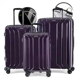 Nonstop - New York Elite Lightweight Expandable 3 Piece spinner (19.4/23.4/28) with 3 packing cubes - Plum