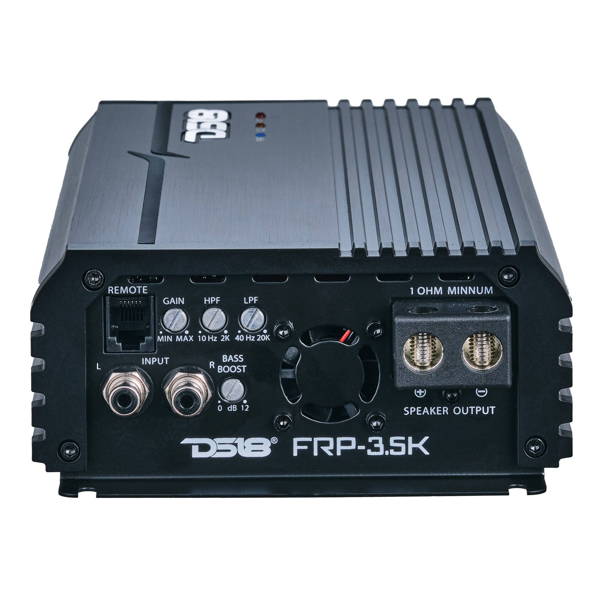 DS18  
18 REMOTE GAIN  
HPF  
LPF  
1 OHM MINIMUM  
MIN MAX 10Hz 2K 40 Hz 20K  
L  
INPUT  
BASS R BOOST  
0 dB 12  
SPEAKER OUTPUT  
D518 FRP-3.5K
