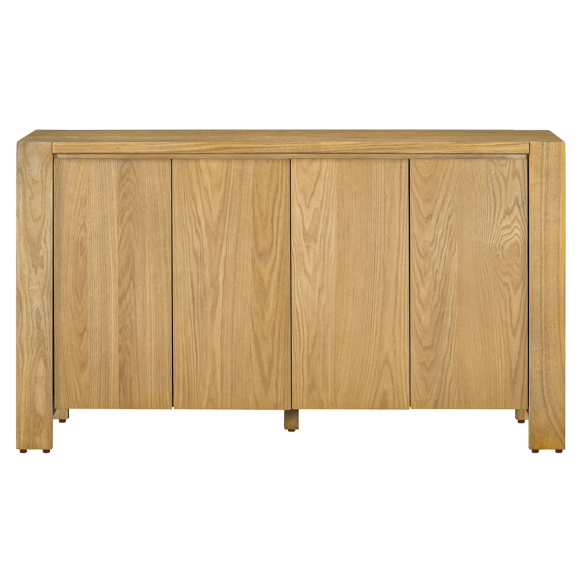 Alt View 5. Lirago - Retro Wood Buffet Cabinet with 4 Doors Distressed Finish and Adjustable Shelves for Dining Room Kitchen Living Room​ - Brown.