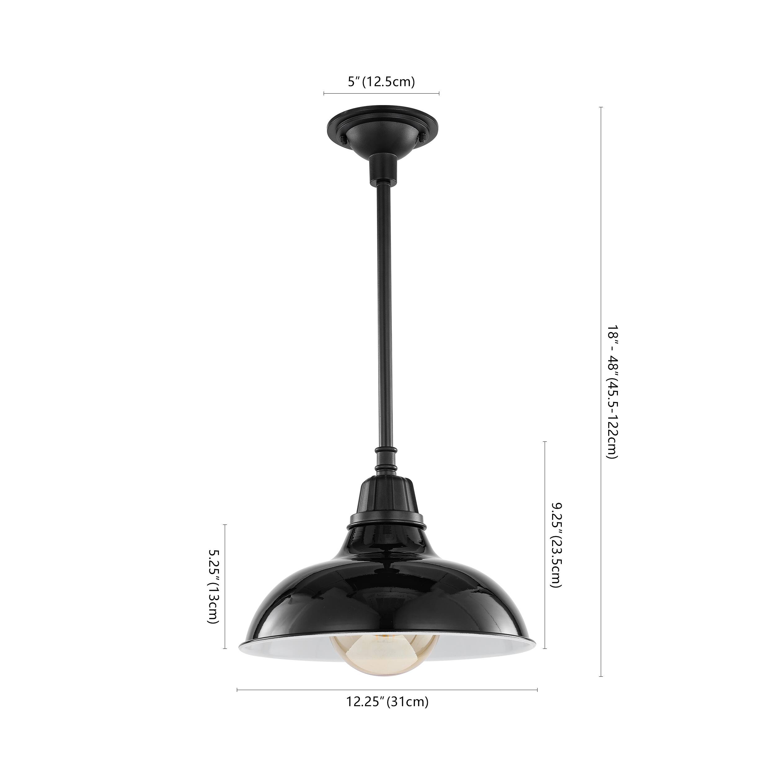 5" (12.5cm)  
5.25" (13cm)  
9.25" (23.5cm)  
18"- 48" (45.5-122cm)  
12.25" (31cm)