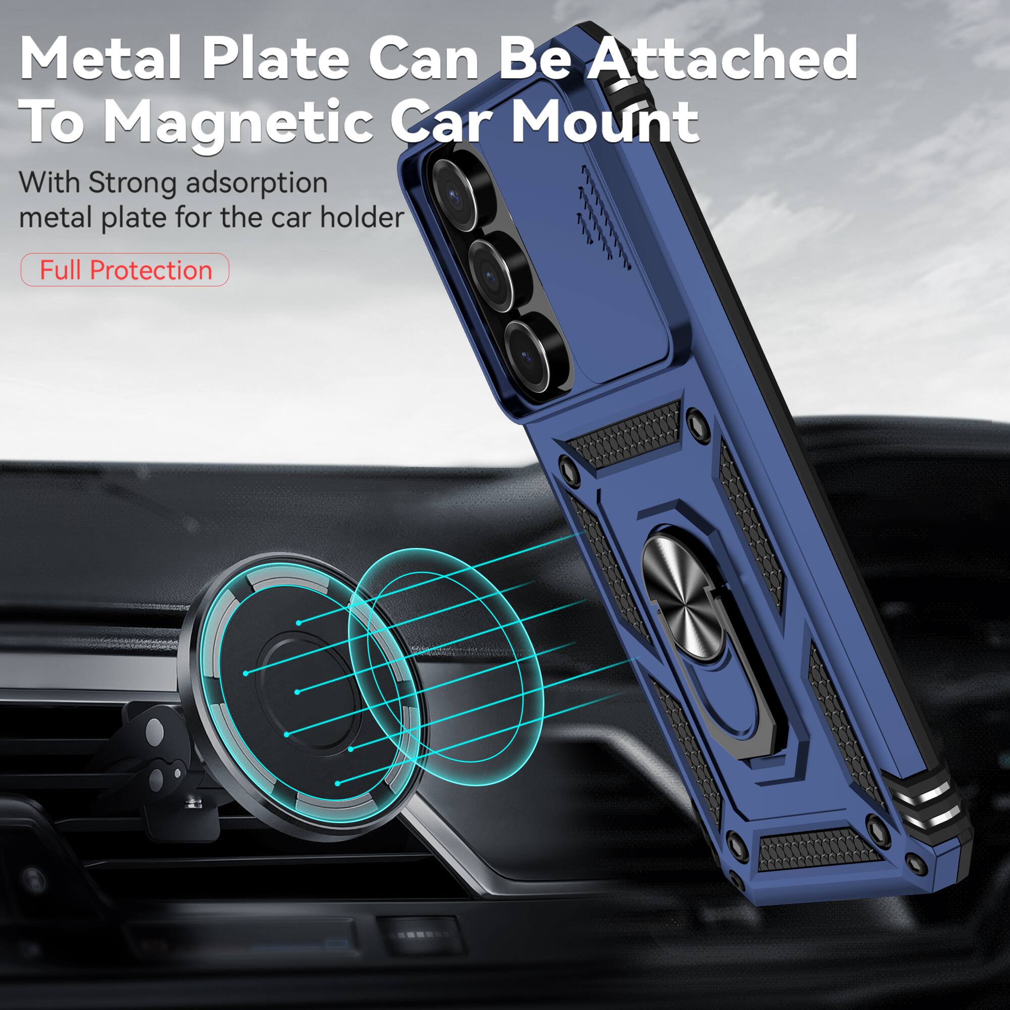 Metal Plate Can Be Attached To Magnetic Car Mount

With Strong adsorption metal plate for the car holder

Full Protection