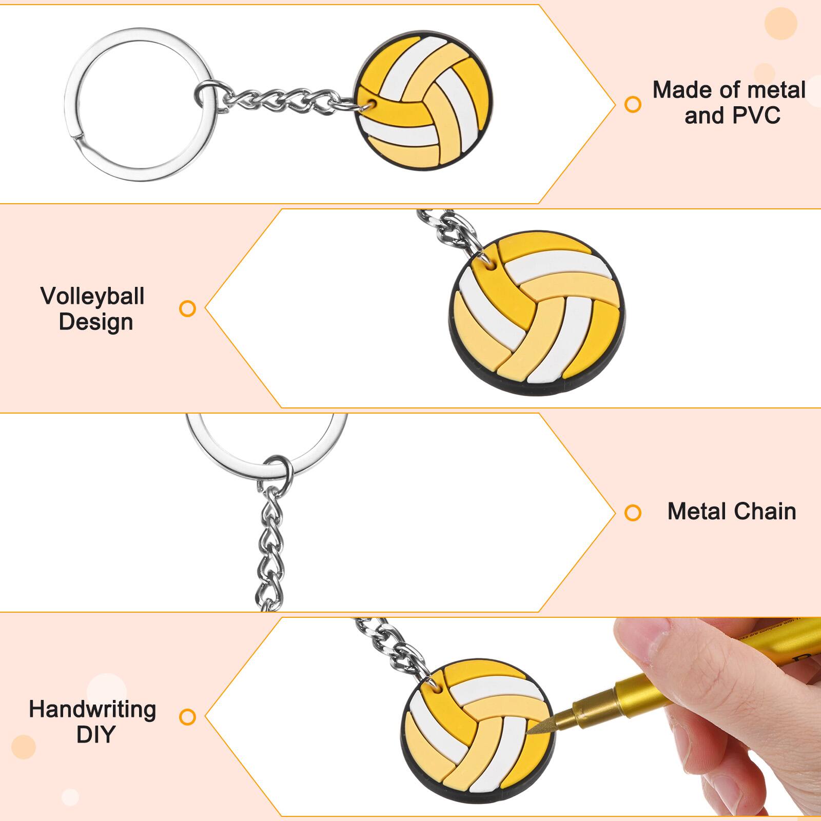 Made of metal and PVC  
Volleyball Design  
Metal Chain  
Handwriting DIY