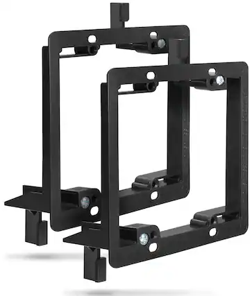 Front. Fosmon - 2-Gang Low Voltage Mounting Bracket with Mounting Screws - Black - 2 Pack - Black.