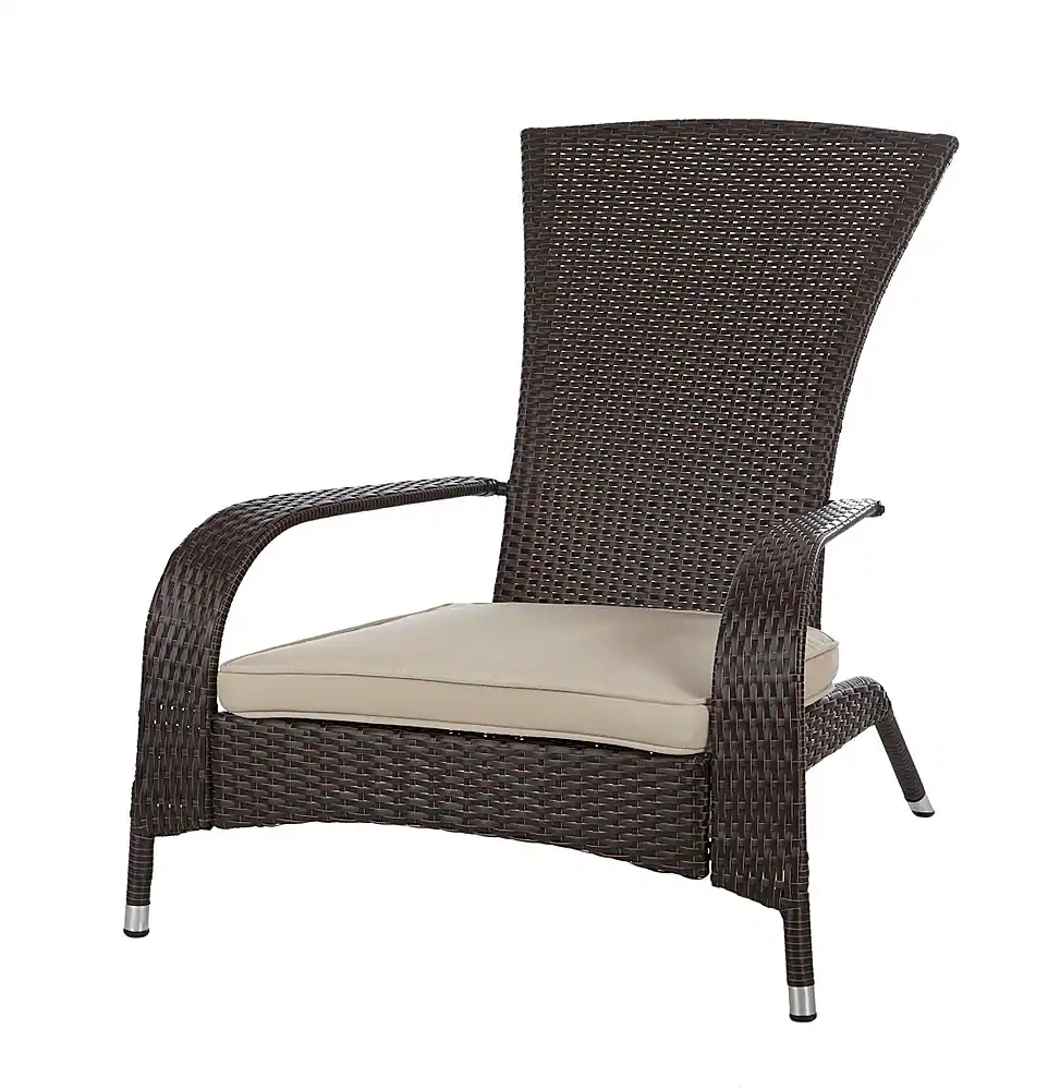 Front. Patio Sense - Coconino Wicker Chair - Mocha/Beige.