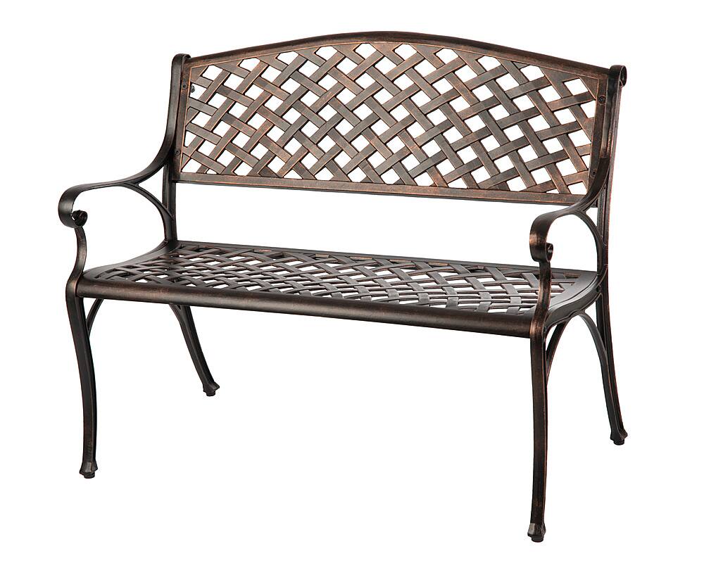 Front. Patio Sense - Antique Bronze Cast Aluminum Patio Bench - Brown.