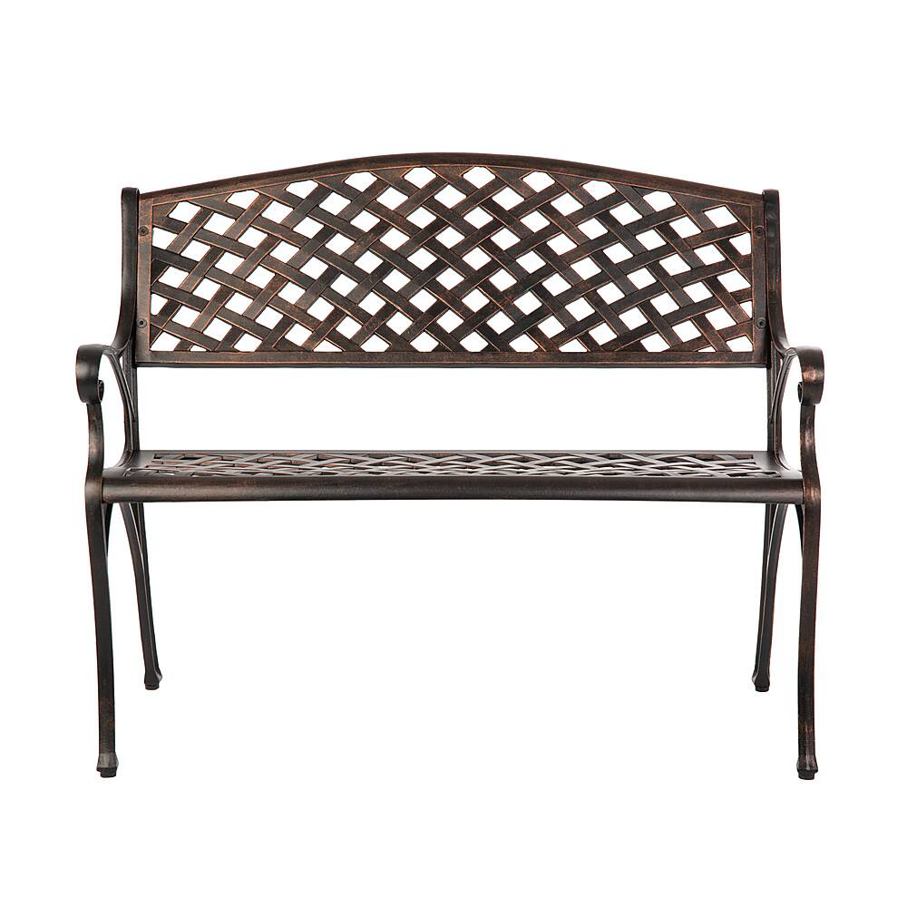 Alt View 11. Patio Sense - Antique Bronze Cast Aluminum Patio Bench - Brown.