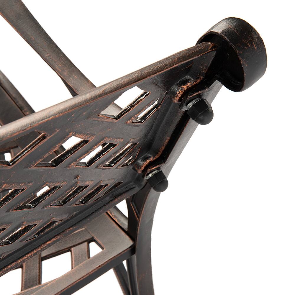 Alt View 13. Patio Sense - Antique Bronze Cast Aluminum Patio Bench - Brown.