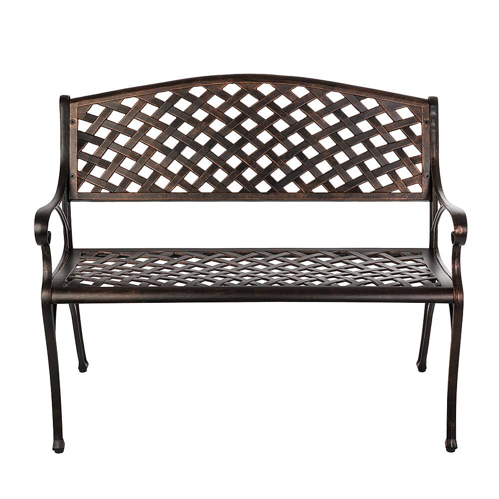 Alt View 14. Patio Sense - Antique Bronze Cast Aluminum Patio Bench - Brown.