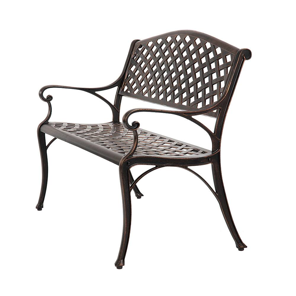 Alt View 15. Patio Sense - Antique Bronze Cast Aluminum Patio Bench - Brown.