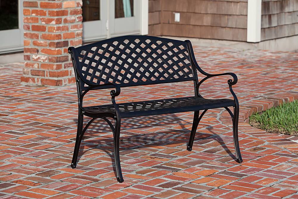 Alt View 18. Patio Sense - Antique Bronze Cast Aluminum Patio Bench - Brown.