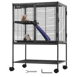 VEVOR - 34" Rolling Metal Ferret Cage, Large 2-Tier Critter Nation Cage, Small Animal Cage with Ramps & Tray, Easy to Set up
