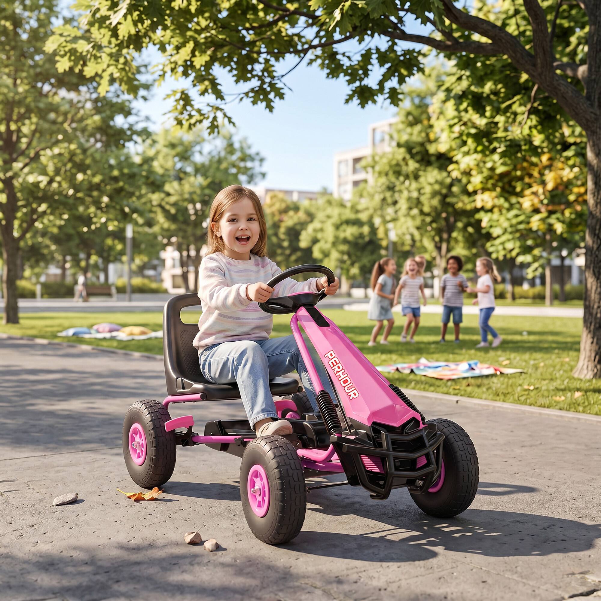 Alt View 1. Qaba - Go Kart, Pedal Car with Adjustable Seat, EVA Wheels, Brake.