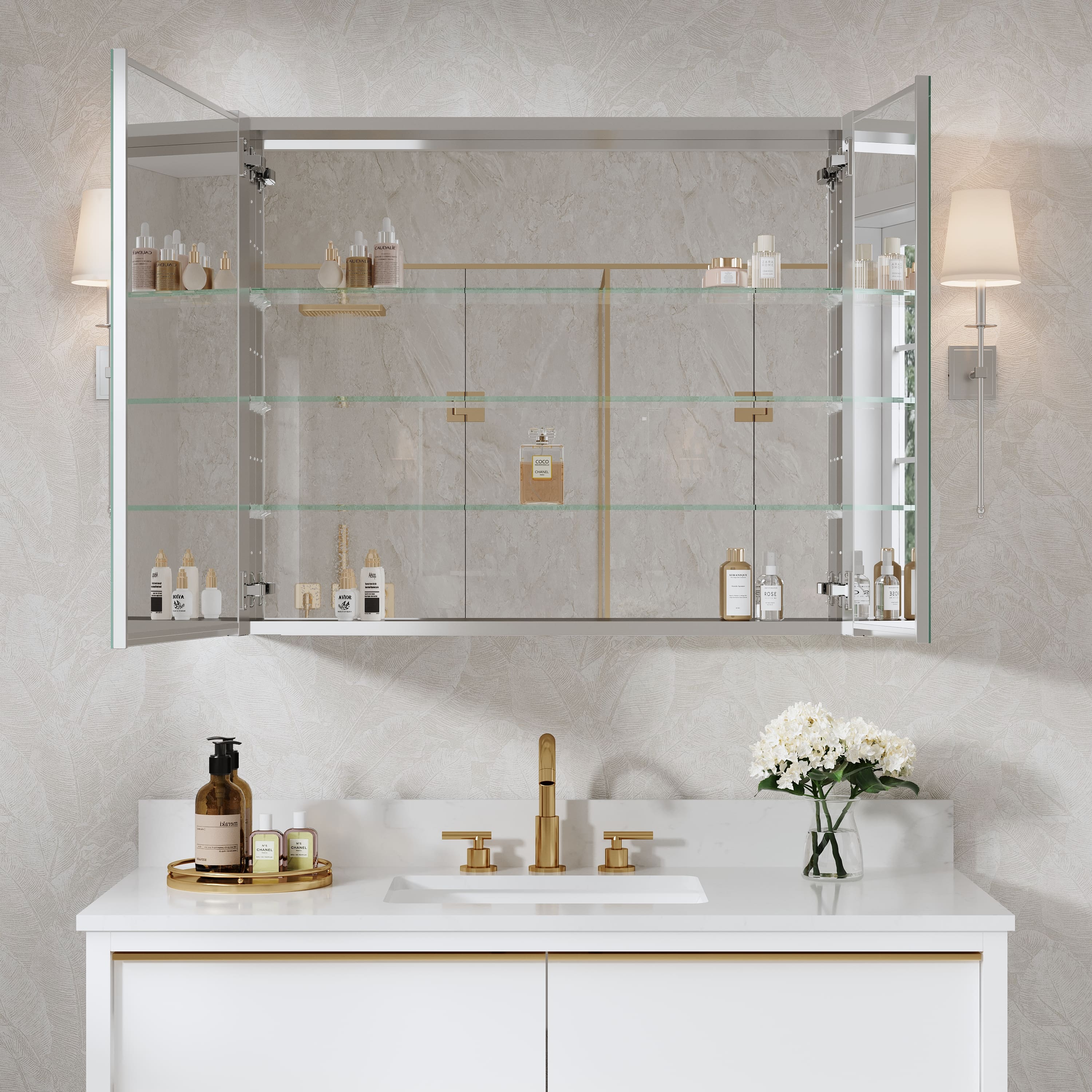 WELLFOR - 36 in. W x 30 in. H Rectangular Aluminum Recess or Surface Mount Medicine Cabinet with Mirror, Soft Close Door - Silver price history on PriceWatchPro
