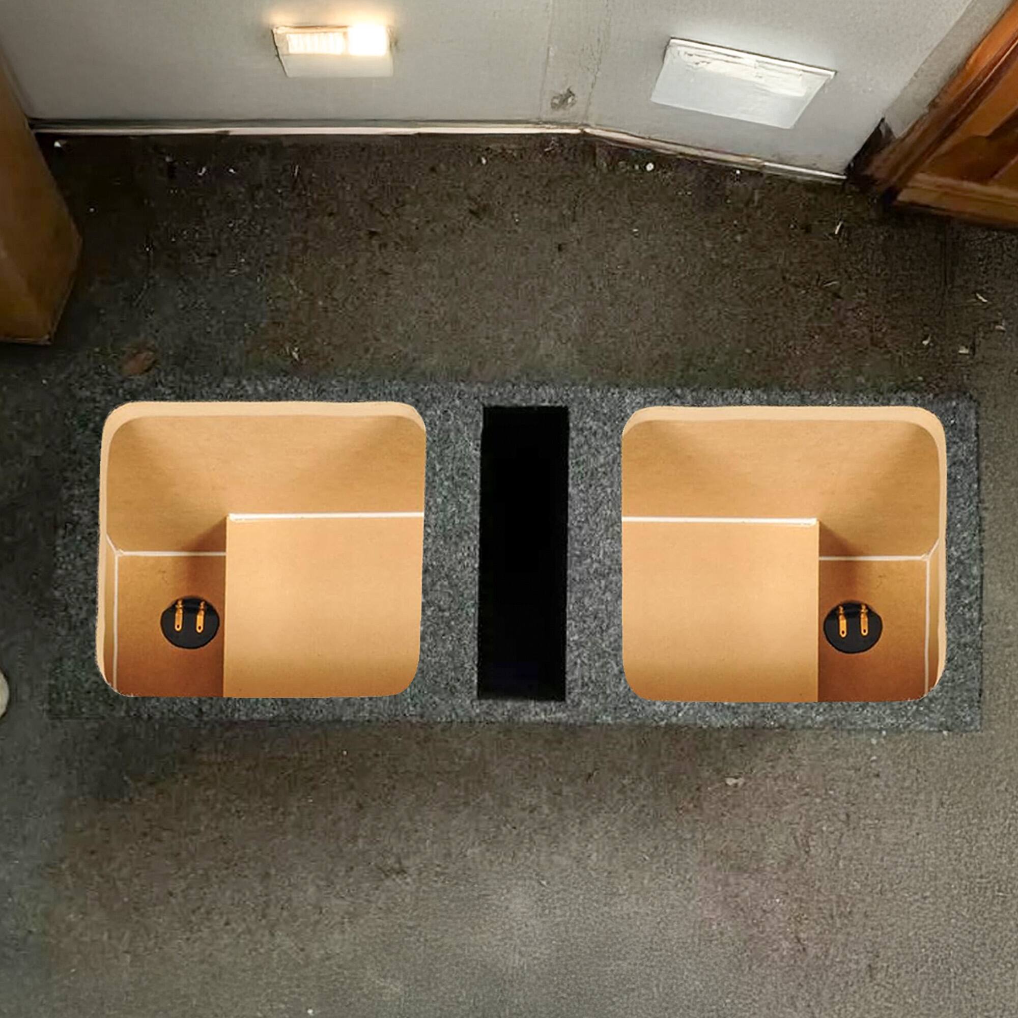 Alt View 2. QPower - Q Power 10-Inch Vented Heavy Duty Subwoofer Enclosure with 2 Square Holes, Grey - CHARCOAL GREY.