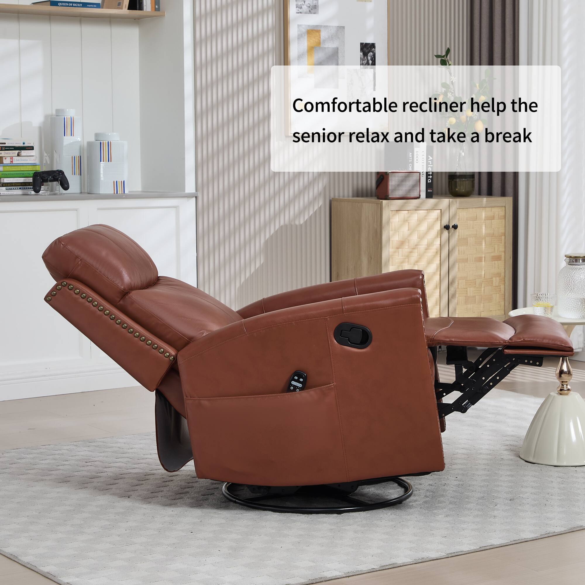 Comfortable recliner help the senior relax and take a break

Arietta T10