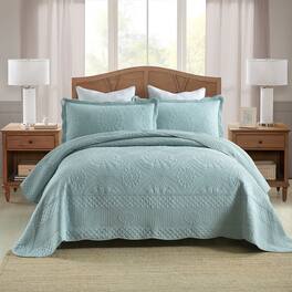 MarCielo - 3 Piece 100% Cotton Oversized Bedspread Lightweight Quilt Set - Angel Blue