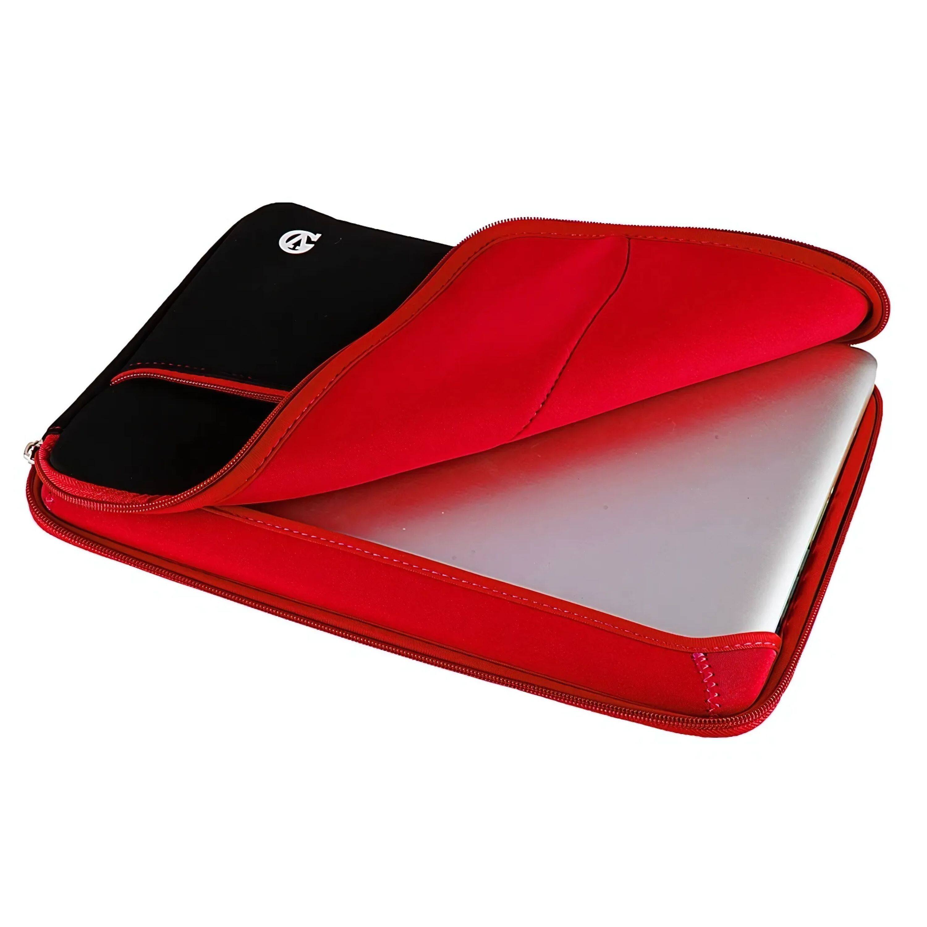 Back. Kitcheniva - Universal Laptop Neoprene Sleeve Carry Case Zipper Bag 13" Black/Red - Black/Red.