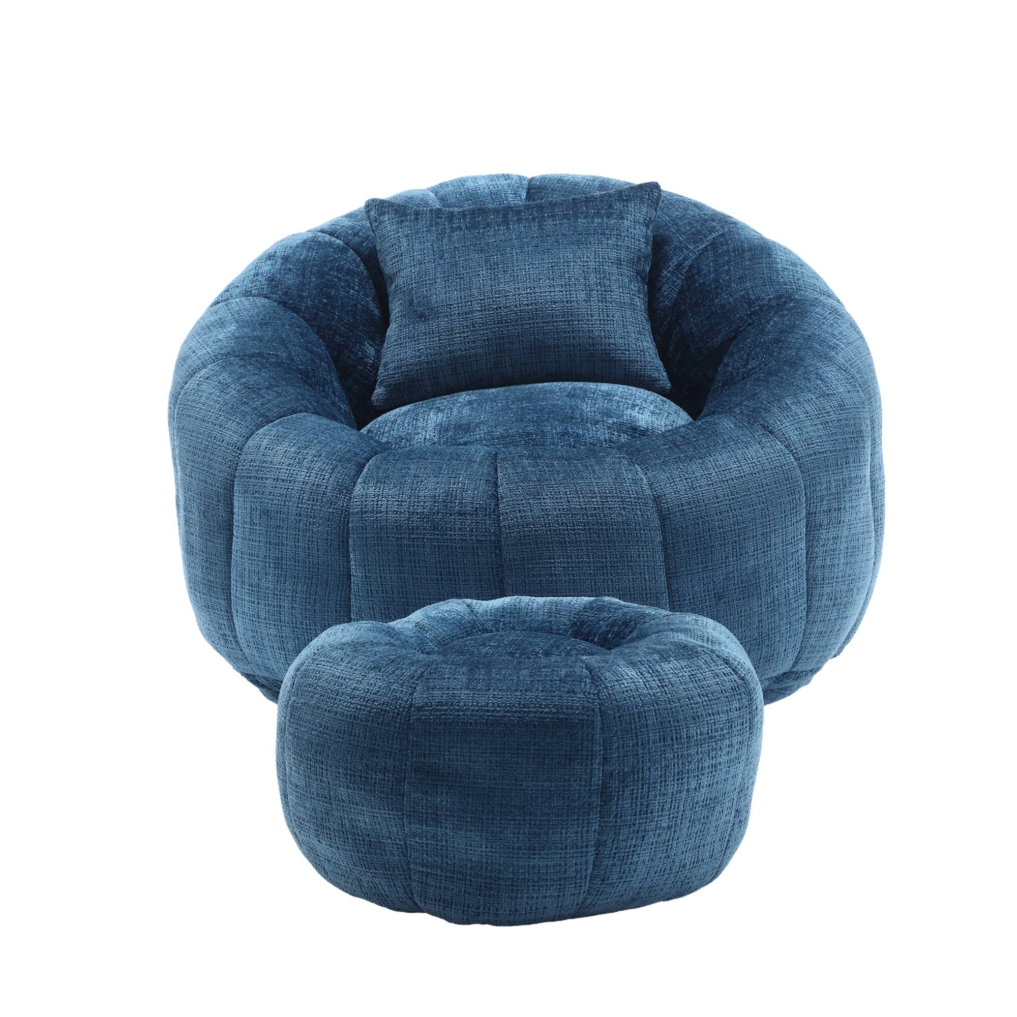 Alt View 9. GOODSILO - Modern Round Bean Bag Chair with Ottoman - Ultra Comfortable Lounge Sofa for Living Spaces - Peacock Blue.