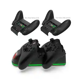 Dobe - TYX-1623X Dual Charging Dock with Screen Compatible with Xbox one, Xbox Elite, Xbox one S/X, Xbox Series S/X Controllers - Black