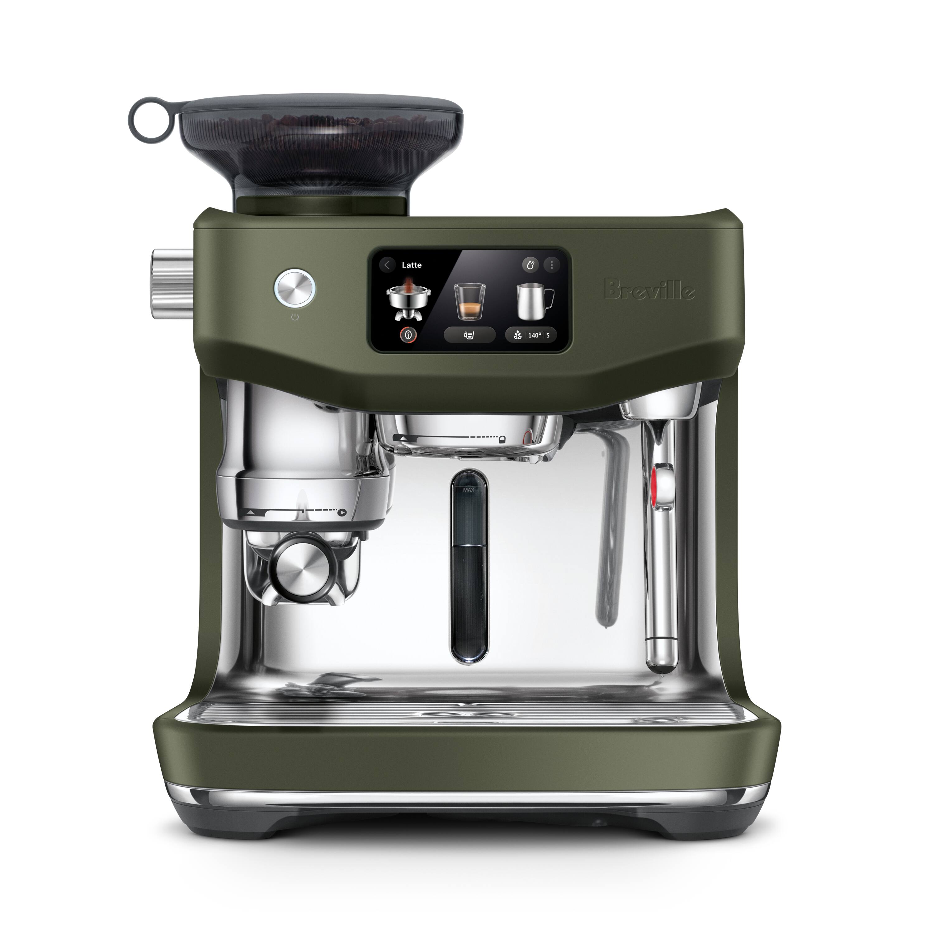Breville is the brand of the coffee maker shown in the image.