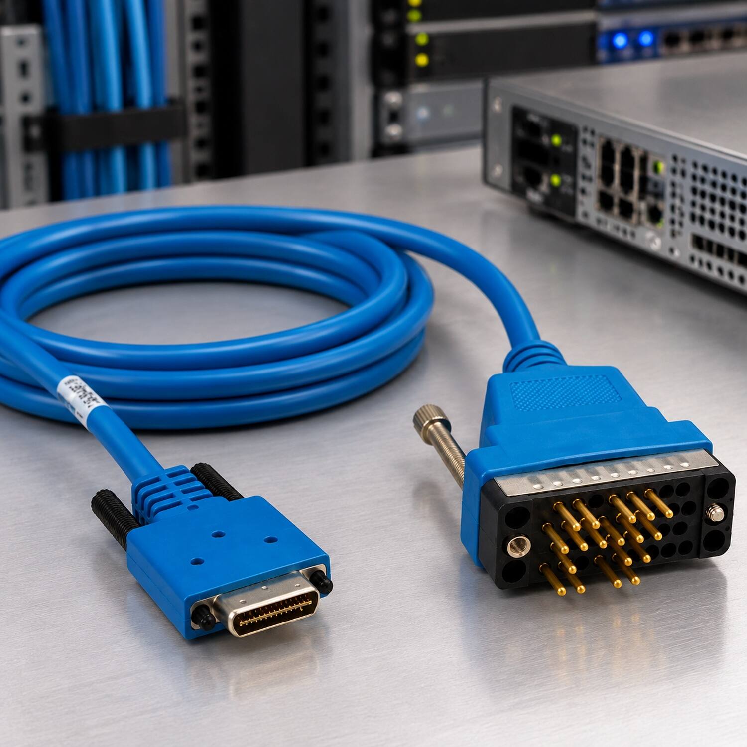 Left. Sanoxy - 10ft Smart Serial Cable 26-Pin Male to V.35 Male, Compatible with Cisco CAB-SS-V35MT - Blue.