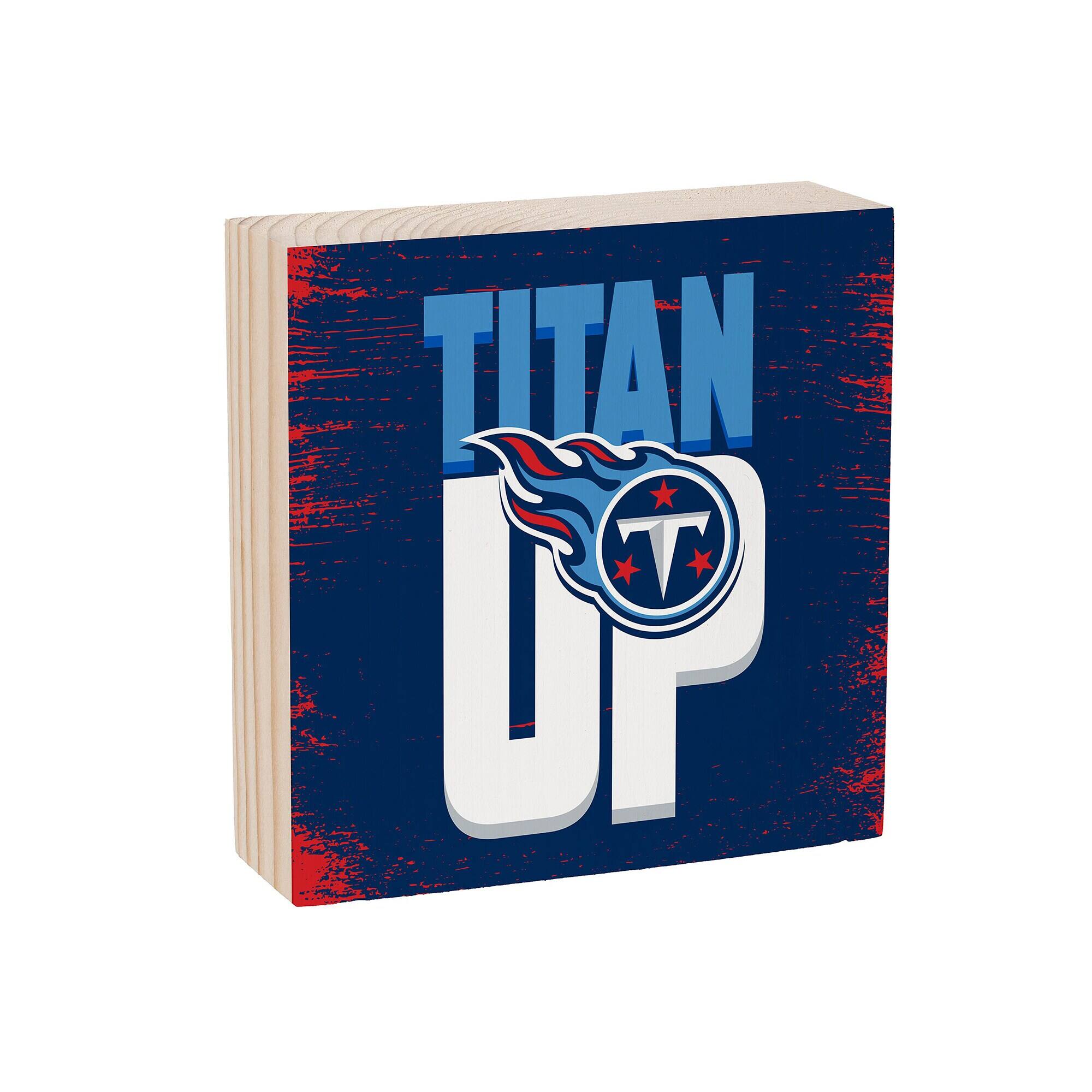 Alt View 1. Evergreen Enterprises - Tennessee Titans 6" Square Fan Chant Wood Block Shelf Sign - Multicolor.