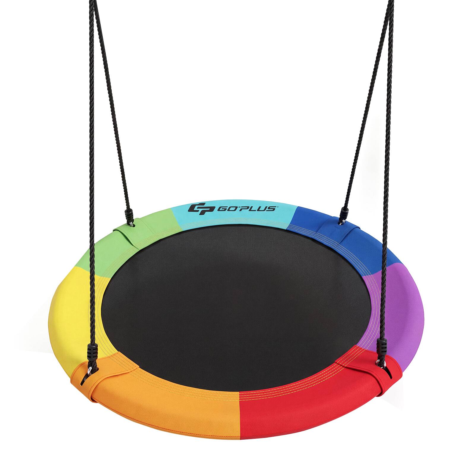 Front. Costway - Guplus 40" 770 lbs Flying Saucer Tree Swing Kids Gift with 2 Tree Hanging Straps - Colorful.