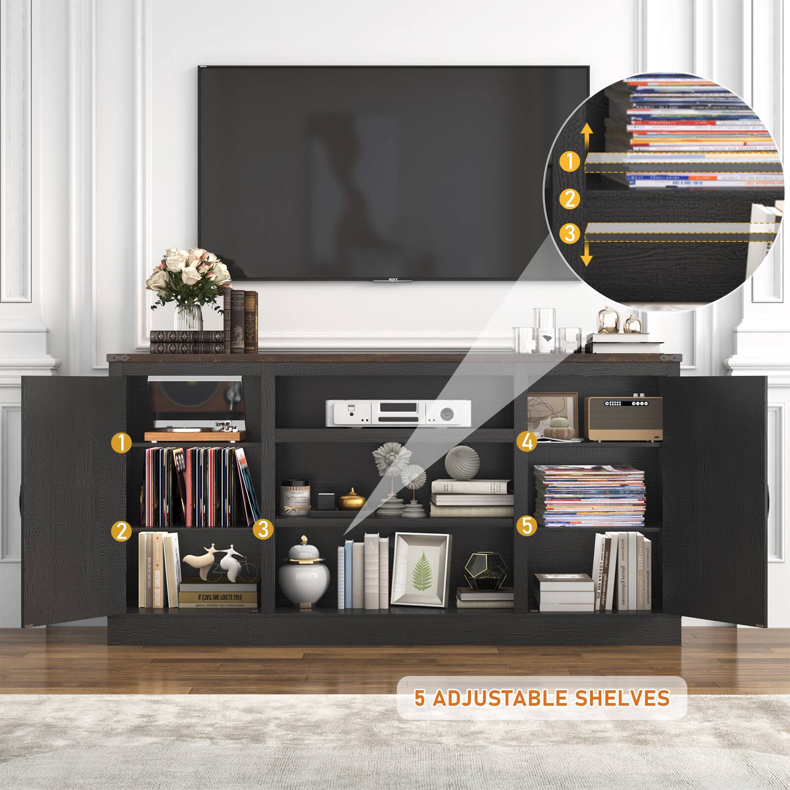 1 - 2 3 ILI .... 1 4 2 LOAAOM I 3 n I I - 5 : : I | 5 ADJUSTABLE SHELVES