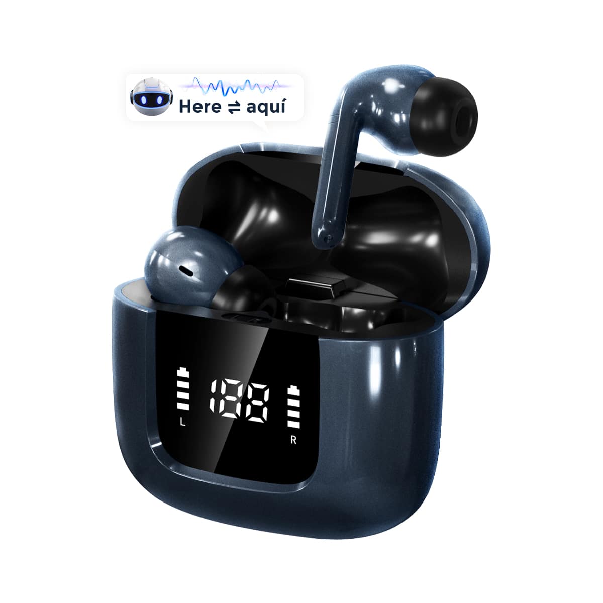 Miro - T1 AI TWS Wireless Earbuds Bluetooth 10mm Speaker Drivers IPX4 Water Resistance 4 Hours Playtime USB Type-C Charging - Grey