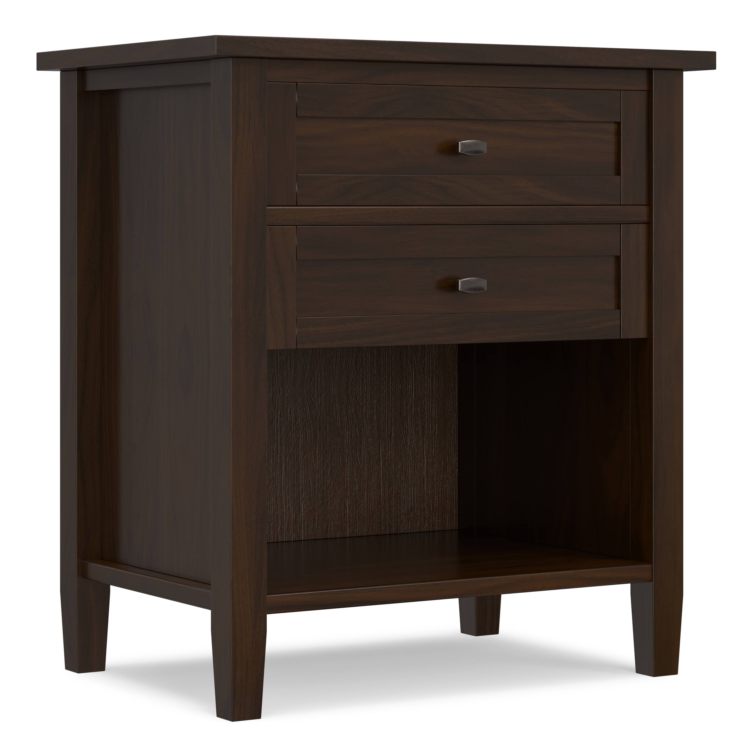 Alt View 2. Simpli Home - Warm Shaker Solid Wood 24 inch Wide Transitional Nightstand in Tobacco Brown - Tobacco Brown.