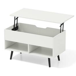 Kadyn - 31.5" Lift-Top Coffee Table with Hidden Compartment and 2 Open Shelves - White