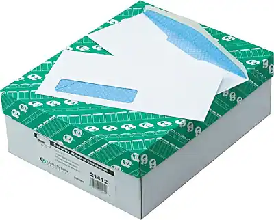Front. Quality Park - Security Tinted #10 Window Envelope 4 1/8" x 9 1/2", 500/Box - White.