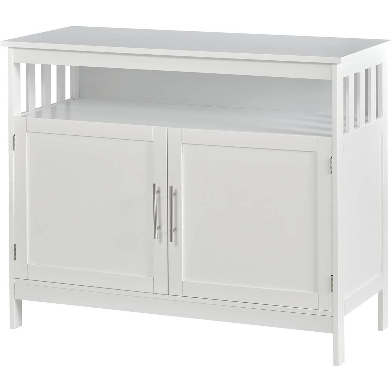 Angle. Hivvago - Modern Dining Storage Cabinet Buffet Sideboard Accent Table in White Wood Finish - White.