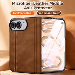 Dteck - Shockproof Case for Apple iPhone Duo 2026 with Screen Protector, Slim Leather Texture Full Hinge Protection Cover - Brown